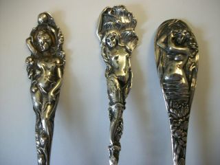 Sterling Silver Souvenir Teaspoons - Figural Ladies - Michigan And Ohio