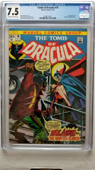 Tomb Of Dracula 10 Cgc 7.  5 Vf - 1st Appearance Blade
