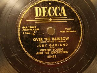 Vintage Decca 78 RPM Judy Garland Over The Rainbow You made Me Love Record 25493 2