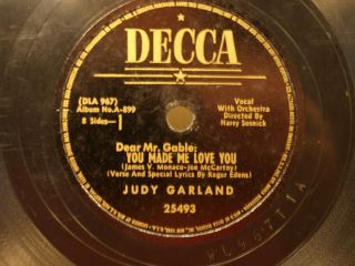 Vintage Decca 78 RPM Judy Garland Over The Rainbow You made Me Love Record 25493 4