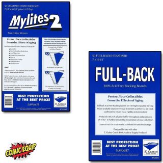 50 Mylites2 Standard Mylars Sleeves & Full Back 42pt Boards 725m2/700fb E.  Gerber
