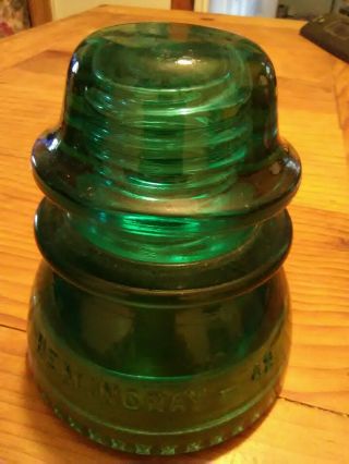 Vintage Aqua Blue Glass Insulator Hemingray No.  42 Made In U.  S.  A
