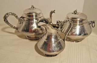 19th Cent French Silver 3 Pc Tea Set Charles Harleux