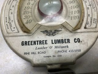 Vintage Greentree Lumber Advertising Thermometer - 5 