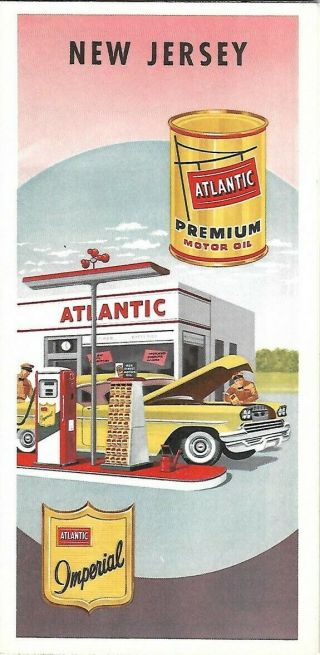 1959 Atlantic Imperial Gas Station Road Map Jersey Eastern United States