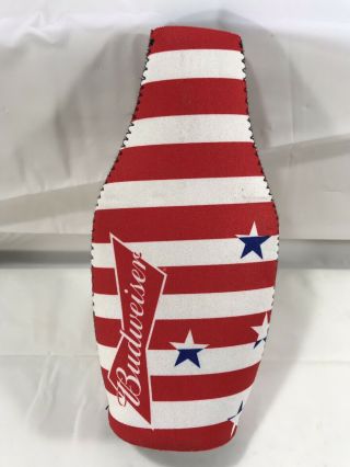 Budweiser Bottle Cooler Coozie Koozie USA Zipper Bottle Insulator Stars Stripes 3
