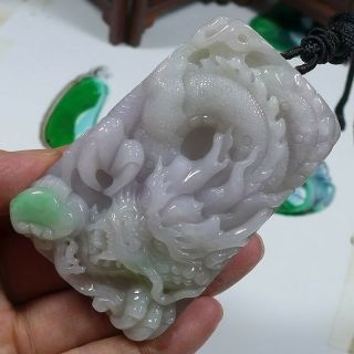 Fine Natural Type A Jadeite Jade Vintage Big Dragon Pendant 4