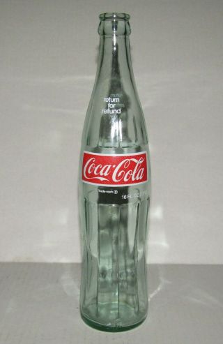 Vintage Coca - Cola 16 Oz.  Glass Bottle With Red Logos - Cleveland Oh