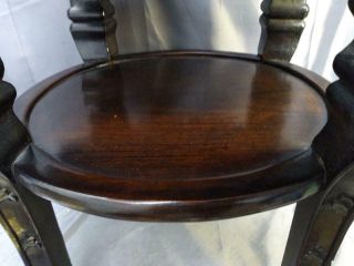 Old Antique Chinese Furniture Stand Marble Top Table Pedestal Carved Wood Wooden 5