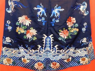 Antique Chinese Manchu Blue Silk Embroidered Butterfly Peony Formal Court Robe 8