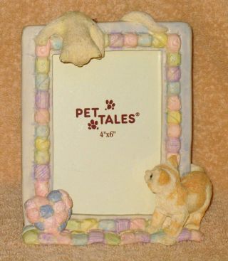 1980s ‘pet Tales’ Cat Kitty Caper 3 - D Resin Tabletop Picture Frame 4” X 6”
