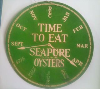 Time To Eat Seapure Oysters Advertising Clock Face Paper Vintage 1930s