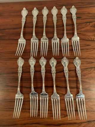 Set Of 12 Alvin Majestic Sterling Silver Dinner Forks Nr