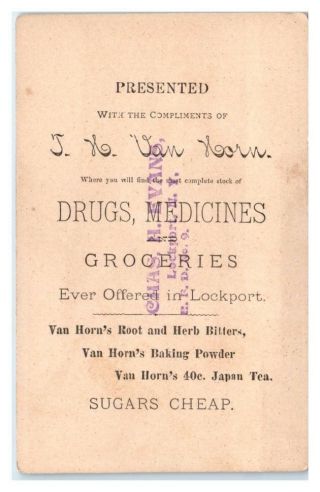 Little Peasant Girl,  Van Horn Drugs,  Medicines,  Lockport NY Victorian Trade Card 2