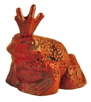 Garden Prince Frog Toad Froggy Red Cast Iron Figurine 4 Inches