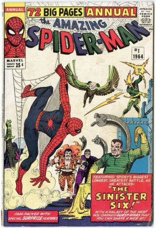 Spider - Man Annual 1 Vg,  4.  5 Ow/white Pages Marvel 1964
