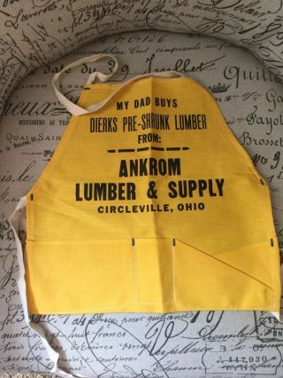 Old Advertising Child’s Apron Dierks Pre - Shrunk Lumber Ankrom Circleville,  Ohio