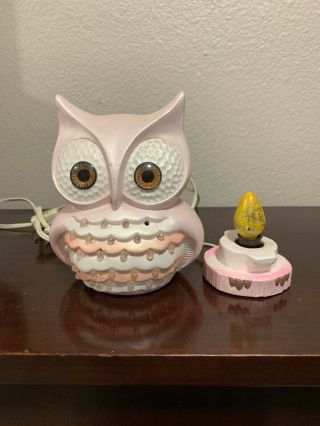 Vintage Owl Lamp Light Cutout Ceramic Handmade 6.  5 