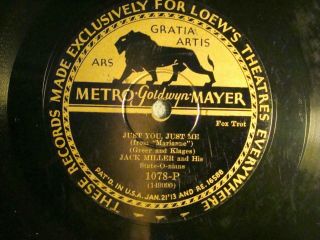 78 : Rare Label Mgm 1078 - Jack Miller /lou Gold - Just You Just Me/ Hang On To Me