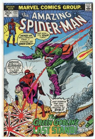 Spider - Man 122 Nm 9.  4 Off - White Pages Death Of Goblin Marvel 1973