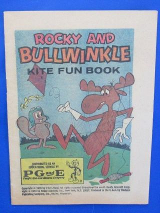 1970 Rocky And Bullwinkle Kite Fun Book Vg Reddy Kilowatt Pacific Gas/electric