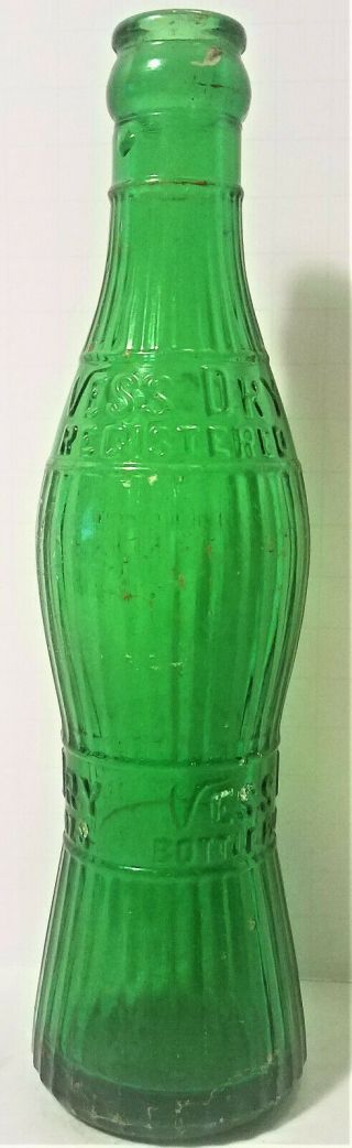 Vess Dry,  Green Ribbed Bottle,  1920 - 1930s Very 6 1/2 Oz