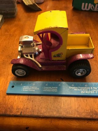 Vintage Tonka Hot Hauler Purple,  Yellow C Cab T Bucket Hot Rod Metal Toy Car