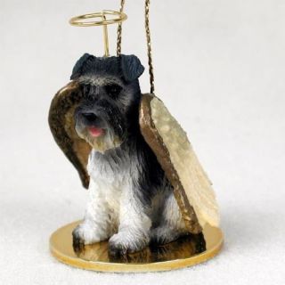 Schnauzer Ornament Angel Figurine Hand Painted Gray Uncropped