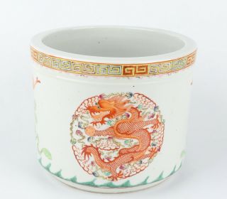 Antique Chinese Porcelain Brush Pot With Dragon And Phoenix