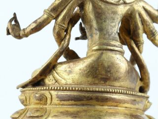 Antique Chinese Tibetan Gilt Copper Eight hands Three face Guanyin 11