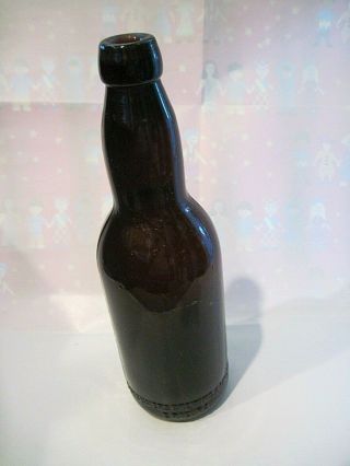 Early Erie Pa Old Erie Consumer Amber Blob Top Brewing Bottle 9 In.