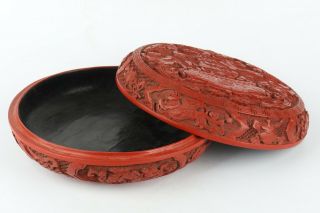 Antique Chinese Cinnabar Lacquer Box Carved Animals