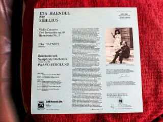 EMI ASD3199 Ida Haendel/Berglund/BSO/Sibelius/Violin Ctos/Rare Audiophile Press 2