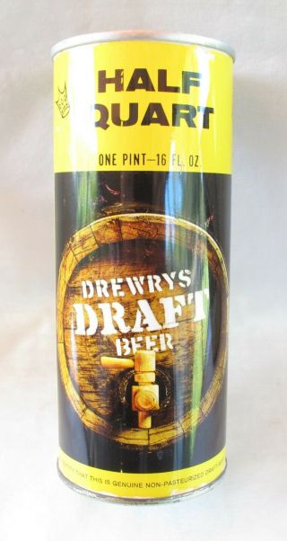 Vintage Drewrys Draft 16 Oz Beer Can - Pat Pend Lift Ring - Drewrys Ltd Chicago