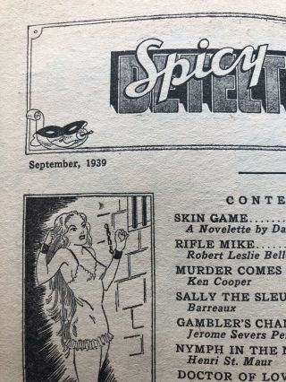 Spicy Detective Pulp Sept.  1939 Pankhurst Cover 