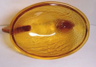 Vintage Hen on Nest Amber Glass Covered Candy Dish 4