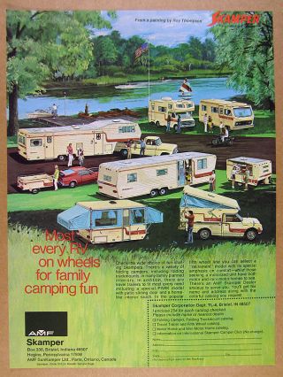 1975 Amf Skamper Travel Trailers Rv Motorhome Campers Color Art Vintage Print Ad