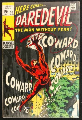 Daredevil 55 Sharp Vf 1969 Showdown With Mr.  Fear,  Daredevil A Coward?