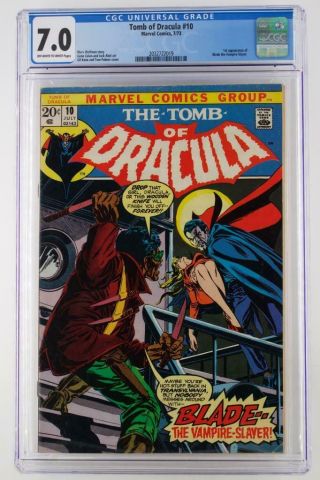 Tomb Of Dracula 10 - Cgc 7.  0 Fn/vf - Marvel 1973 - 1st App Of Blade