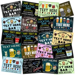 Personalised Metal Tin Bar Sign Cocktail Home Bar Pub Man Cave Novelty Gift