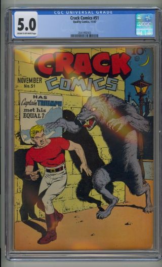 Quality Comics Crack Comics 51 Cgc 5.  0 Golden Age Werewolf Cover
