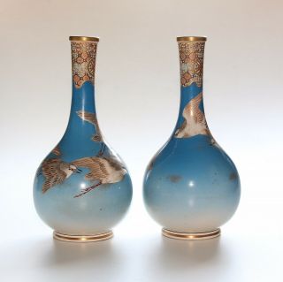 Antique Satsuma Vases,  Dai Nippon,  Taizan Yohei,  Meiji Period,  12 Inches 3