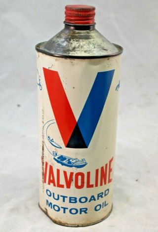 Vintage Mid Century Valvoline Outboard Motor Oil 1 Qt Cone Top Can