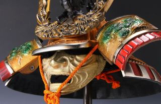 Japanese Samurai Kabuto Helmet - Big Dragon With A Mask - Massive Bonsai Deco