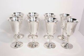 Set Of 8 Wallace 14 Sterling Silver Goblets.  6 3/4 " Tall.