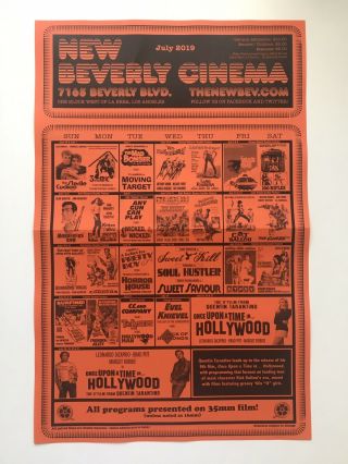 Once Upon a Time in Hollywood TARANTINO Beverly Cinema Calendar JULY AUGUST 2