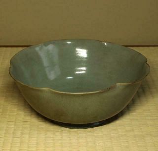 Chinese Song Dynasty Ru Kiln Big Bowl / W 26.  2× H 10.  8[cm] Plate Dish Pot Vase