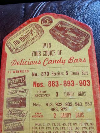 VINTAGE Hersheys,  Oh Henry Candy Bars PUNCH BOARD Header Board 2