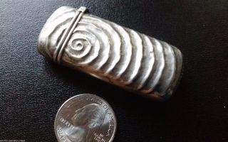 Rare Antique Sterling Silver Match Safe Wave Decorated