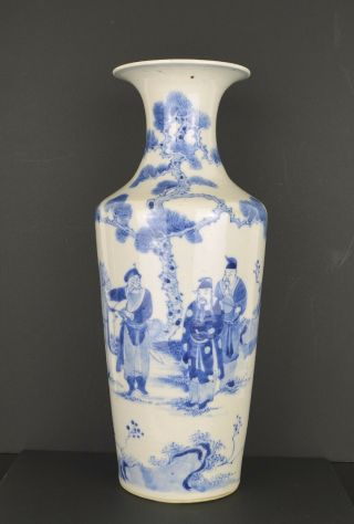 A PERFECT LARGE CHINESE BLUE & WHITE VASE 19TH CENTURY WITH KANGXI MARK 6